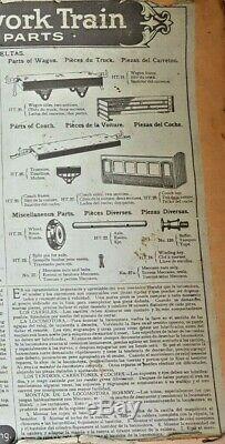 1922 Meccano Liverpool Hornby Clockwork Train Set Box Top & How To Build Parts