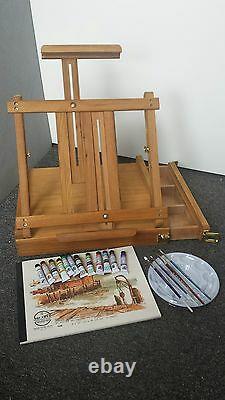 19pcs Artist Quality Ferrario Watercolor Paint Set with Table Top Easel Box