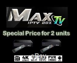 2 pack of 2018 MAXTV IPTV + ANDROID 7.1 WIFI PVR 2GB/8GB Quad Core 4K