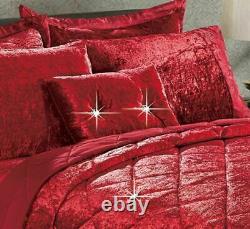 3 Piece New Luxury Modern Crushed Velvet Quilted Bedspread Throw Bedding Sets