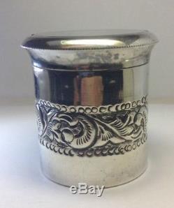 Antique Sterling Silver & Glass Top Nug Container & Smoking Pipe 420 Set