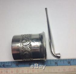 Antique Sterling Silver & Glass Top Nug Container & Smoking Pipe 420 Set