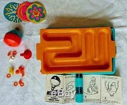 Boxed vintage 1969 Mattel Wizzzer Trick Tray Set spinning top complete. Wizzer