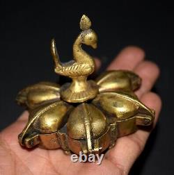 Brass Trinket Box Set Of 02 Boxes Flower Design Small Bird Figure On Top RU23