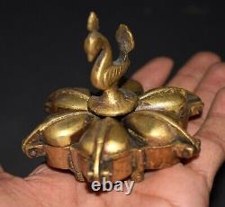 Brass Trinket Box Set Of 02 Boxes Flower Design Small Bird Figure On Top RU23