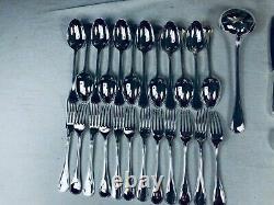 Christofle PERLES Flatware Table Dinner set Silver plate 49 pcs 12 Pers BOX TOP