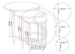 Concrete Effect Top & Black Nest Of Tables (Set Of 3) Dia 50cm x H50cm ATHENA