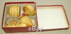 F H Ayres boxed set of antique treen boxwood spinning tops A Present for Boys