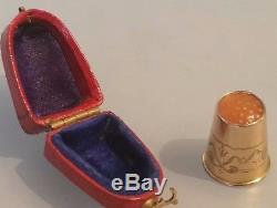 Gold thimble set with amber stone top in original box Gustaf Dahlberg Sweden