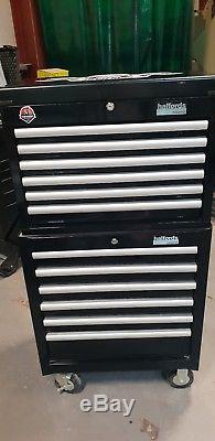 Halfords Industrial Tool Box Chest Set Black Roll Cab and Top Box