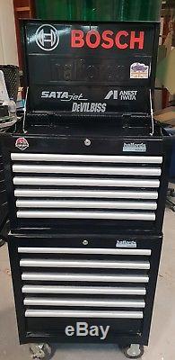 Halfords Industrial Tool Box Chest Set Black Roll Cab and Top Box