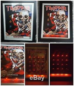Iron Maiden Trooper Beer 16 Bottle Top SET + Trooper Board In Glass box with Led