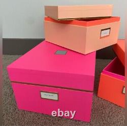 Kate Spade Set of 3 Nesting Storage Box Decorative Pink neon Orange peach NWT