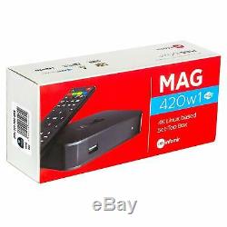LATEST RELEASE Mag 420W1 4K Set Top Box Linux 4K UHD HEVC Wifi and Bluetooth
