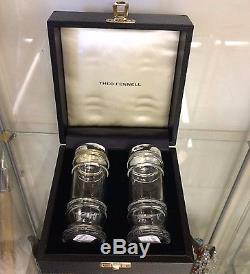 Leo Fennel Of London Silver Topped Salt And Pepper Set In Original Box