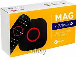 MAG 424w3 with built-in dual band WiFi Genuine Infomir HEVC 4K IPTV Set Top Box