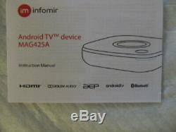 MAG 425A Android TV 4K HEVC INFOMIR WiFi capabilities with US Power Adapter