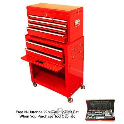 N-Durance Tool Cabinet Chest With Top Box Plus Free Socket Set (ND005P)