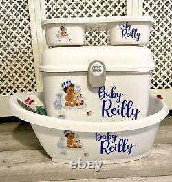 Personalised Baby Box, Bath and top tail tray Little Prince