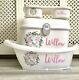 Personalised Baby Box, Bath And Top Tail Tray Pink Elephant