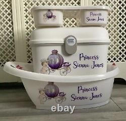 Personalised Baby Box, Bath and top tail tray Princess