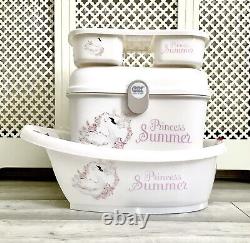 Personalised Baby Box, Bath and top tail tray Swan Set