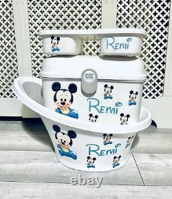 Personalised Baby Box, Bath and top tail tray mickey mouse Snuggle Bath Set