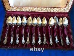 Set 12 800 Silver Demi Desert Spoon set with Fancy Presentation Box