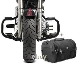 Set Crash Bar + Rear tail bag RB1 for Harley Fat Boy 00-17 black