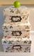 Set Of 3 Arge Vintage Stackable Storage Boxes Padded Floral Fabric Top Mint Cond