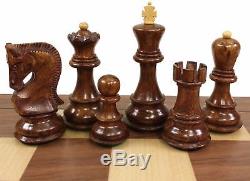 Sheesham RUSSIAN Opp Tops Staunton Wood Chess Men Set Flat Storage Box NO BOARD