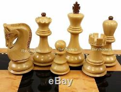 4 QN Sheesham RUSSIAN Opp Tops 3 3/4" King Staunton Wood Chess Set Walnut Bd 19" 