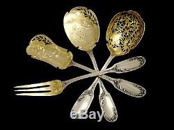 TOP French All Sterling Silver Vermeil Dessert Set 4 pc box Musical Instruments