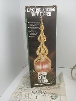 Vintage Merry Glow Round Light Rotating Cathedral Tree Topper 10 Box Manual