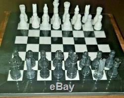 15 Table De Luxe En Marbre Noir Et Blanc Haut Jeu D'échecs, Plus Boîte De Rangement À Bord