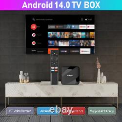 Boîtier TV Android 14 8K HD Smart Set Top Box avec double WIFI & télécommande vocale