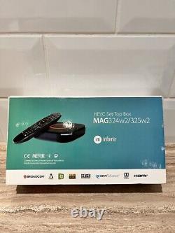 Boîtier décodeur Infomir HEVC MAG324w2 avec télécommande, câble HDMI (2019)
