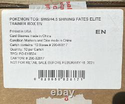 Case Scellée Pokemon Shining Fates Elite Top Trainer Box Set 10x 4.5 En Seeled