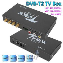 Dvb-t2 Hd Mobile Voiture Récepteur Tv Décodeur Double Tuner Uhf Vhf Mpeg H. 264