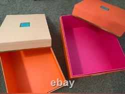 Ensemble de 3 boîtes de rangement emboîtées décoratives Kate Spade rose néon orange pêche NWT