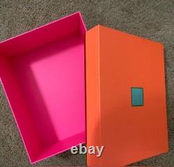 Ensemble de 3 boîtes de rangement emboîtées décoratives Kate Spade rose néon orange pêche NWT