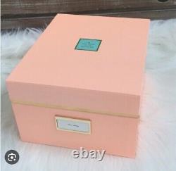 Ensemble de 3 boîtes de rangement emboîtées décoratives Kate Spade rose néon orange pêche NWT