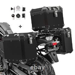 Ensemble de valises en aluminium + coffre supérieur pour Benelli Leoncino 800 / Trail GX38 noir