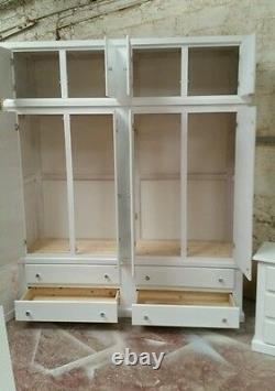 Fabriqué À La Main (blanc) Quad+top Box & X2 Bedside Cabinet Set Not Flat-pack