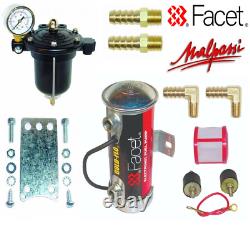 Facet Red Top Fuel Pump Box Set 10mm & Filter King V8 Régulateur 10mm & Gauge