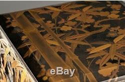 Japon Antique Prune Bambou Pin Table Coffret Coffret Armoire À Laque Cadeau Vintage