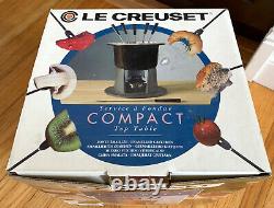 Le Creuset Compact Table Top Fondue Set Non Utilisé En Boîte Chasseurs Green Cast Iron