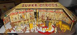 Marx Super Circus Set, Années 1950, Belle Tin Big Top Tente, Sans Boîte