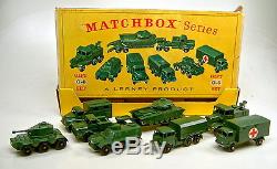 Matchbox 1-75 Serie G-5 Set De Set De Véhicules Militaires 1962 Top In D Box