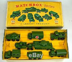 Matchbox 1-75 Serie G-5 Set De Set De Véhicules Militaires 1962 Top In D Box